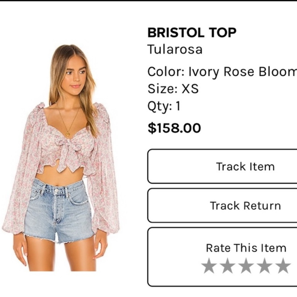 Tularosa - Women's - Ivory Rose Bloom Bristol Top - Size: Medium
